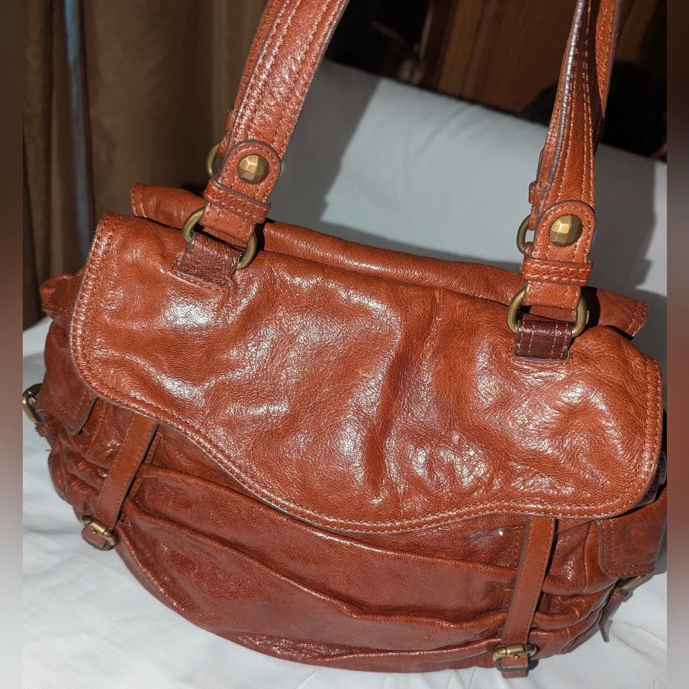 Kooba Whiskey Brown Leather Shoulder Bag.